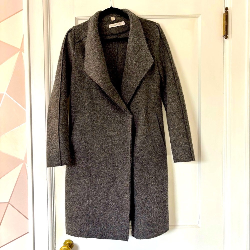 Danier Wool Blend Felt Coat Long Classic Office Professional Button extra small